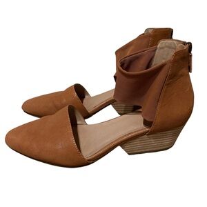 Eileen Fisher Allot Taupe Leather Mesh Pointed Toe Mesh Strap Flats Women Size 8